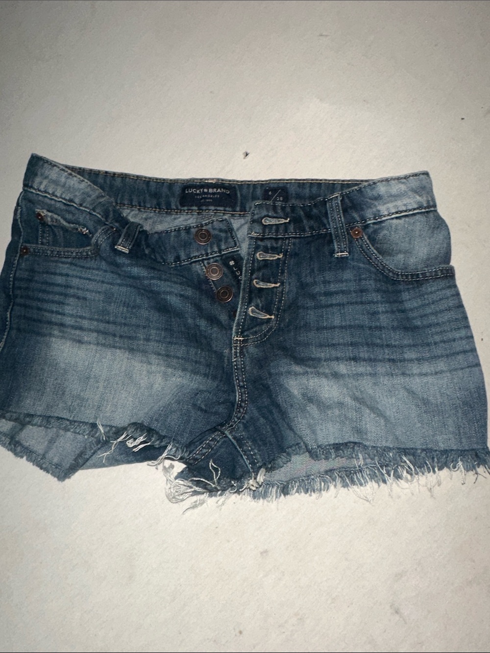 Womens Size 6 Lucky Brand Blue Frayed Hem Denim Cutoff Shorts